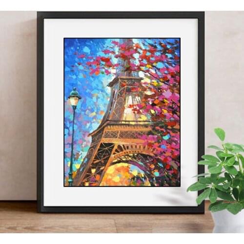 Diamond Embroidery Landscape 3D Diamond Painting Cross Stitch Paris Iron Tower Full Round Drill Diamond Mosaic Kits Home Decor