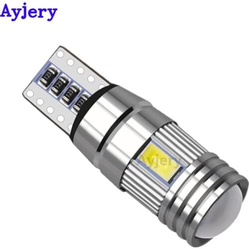 AYJERY 100Pcs CANBUS T10 6 SMD 5630 Lens LED No Error 6smd 5730 168 194 Car Light Auto White Green Blue Red Yellow DC 12V