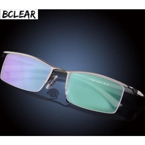BCLEAR Classic Brand High Quality Fashion Men Half-frame Optical Frame Titanium Alloy Half Rim Eyeglasses Frames Big Small Faces