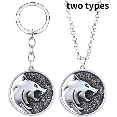 Witcher Keychain Wolf Head Necklace Hunter Pendant Game Accessories Character Logo Key Chains for Men Keychain Accessories