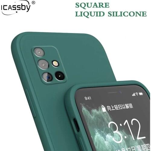 For Samsung Galaxy A42 A41 A32 A31 A51 A72 A50 Case Square Liquid Silicone Cover For Samsung S10 S21 S20 FE Plus 10 Note 20 8 9
