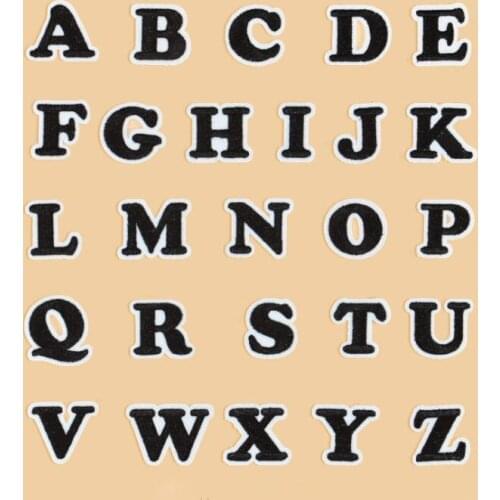 Black Embroidered Letters Iron On Patch Applique Alphabet Patches For Clothing Bags Sewing Name Badge Decoration Accessories