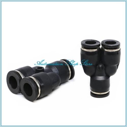Black 3 Way Port Y Shape Air Pneumatic 12mm to 4mm OD Hose Tube Push in Gas Plastic Pipe Fitting Connectors Quick Fittings