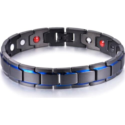 Black Mens Health Bracelets & Bangles Magnetic H Power Stainless Steel Charm Bracelet Jewelry for Man