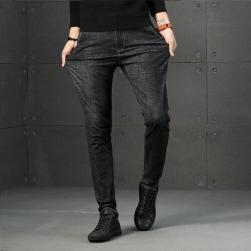 Autumn Winter Tide Brand jeans for men slim fit pants classic jeans male Korean Fashion Black Trousers Straight Elasticity Pants