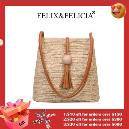 FELIX&FELICIA Factory Brand Straw Handbags Bags High Quality Women Designer Summer Shoulder Travel Fashion Top-Handle Bags