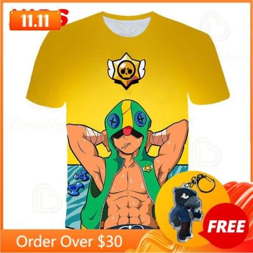 Leon Shooter Kids T-shirt Leon Browlers Game Spike 3D Print Tshirt Tops Boys Girls Cartoon Shirt Tops Teen Clothes