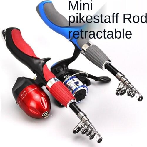 1PCS Pocket Telescopic Mini Fishing Rod Pole Pen Shape Folded Fishing Rod With Reel Wheel For Outdoor River Lake Fishing