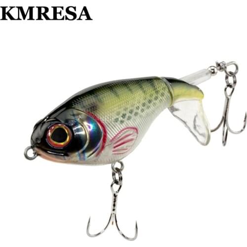 KMRESA Whopper Popper 75mm/17g Fishing Lure Artificial Bait Hard Soft Rotating Tail Fishing Tackle Geer Pesca