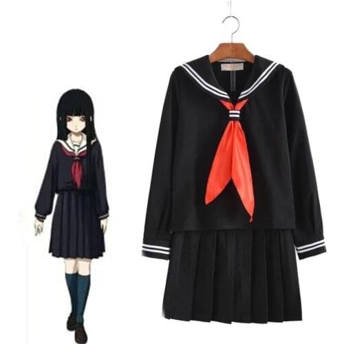 Hell Girl Enma Anime Cosplay Korean Japanese Sailor School Uniform Black Costume Uniform Set