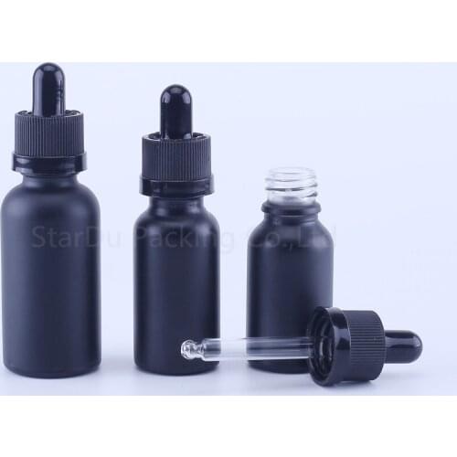 5ml 10ml 15ml 20ml 30ML 50ml 100ml Matt Black Glass Bottle With Dropper For Essential oil, Black Bottle With Child Safety Cover