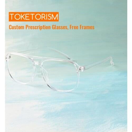 Toketorism Fashion Lightweight Mens Eyeglasses Transparent Vintage Women Anti Blue Glasses