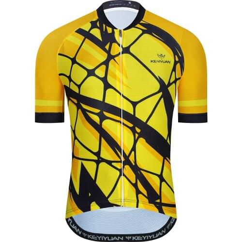 KEYIYUAN Cycling Jersey Men Top Summer Mountain Bike Clothes Breathable Short Bike Shirt Camisa MTB Masculina Roupa Ciclismo