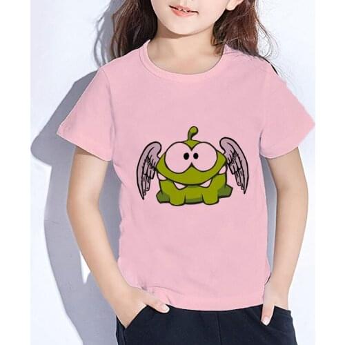 Cute New 2021 Novelty Om Nom Stories Summer Tops Short Sleeve T Shirt Children Cartoon Kid T-shirt Tees Girls Boys Unisex Tshirt
