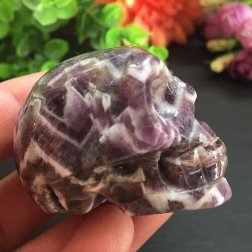 NEW! 88g Natural crystal Dream amethyst carving skull healing cluster by hand