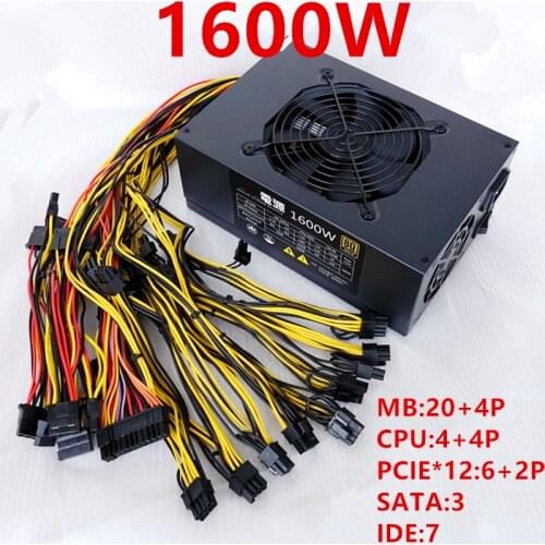 New PSU For Baijin Multi Channel Video Card Power Supply 6-Card Mute Power Supply 1600W