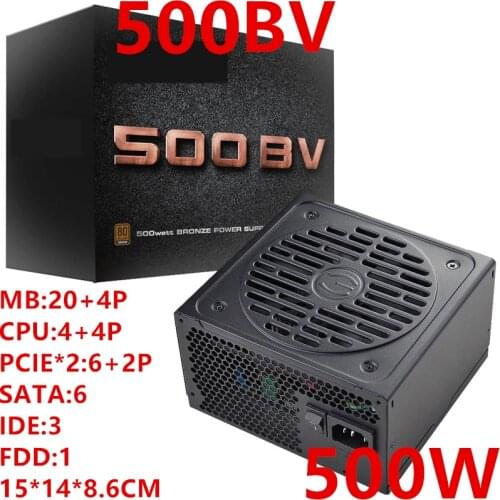 New PSU For EVGA Brand 80PLUS BRONZE Non-modular RTX2060 RX570 Silent Fan Power Supply 500W Power Supply 500BV
