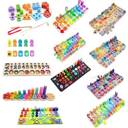 Montessori Educational Wooden Toys for Kids Montessori Toys Board Math Fishing Montessori Toys Educational for 1 2 3 Years Old