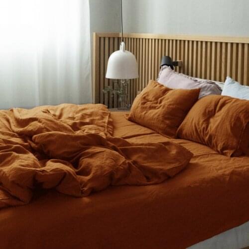 Pure Linens Bedding Set 3pcs Washed Flax Bed Linens Soft Bedclothes Organic Duvet Cover and Pillowcases Quilt Cover 240x260