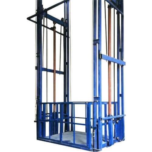 Qiyun Customized Industry Warehouse Goods Freight Elevator Hydraulic Guide Rail Cargo Lift with Mesh Enclosure