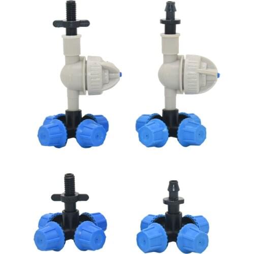 Garden sprinklers Hanging anti drip misting nozzle 4-way cross water mist sprinkler with 1/4" barb threaded connector 50set