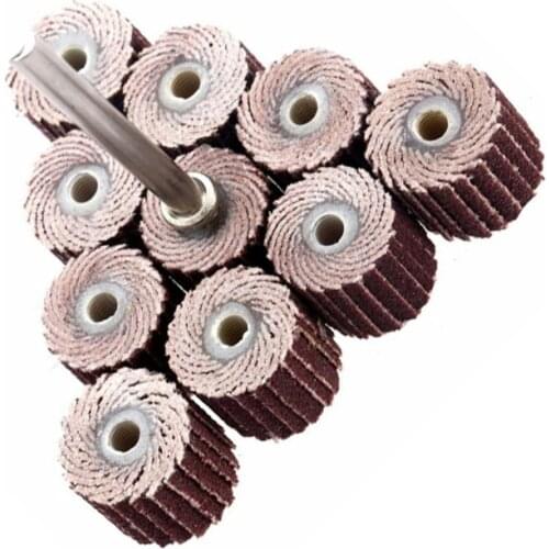 10pcs/set Grinding Wheels Accessories 240 Grit Sand Sanding Disc Flap Sanding Lapel Wheels Sand Rotary Brush Tool 10x10x3mm