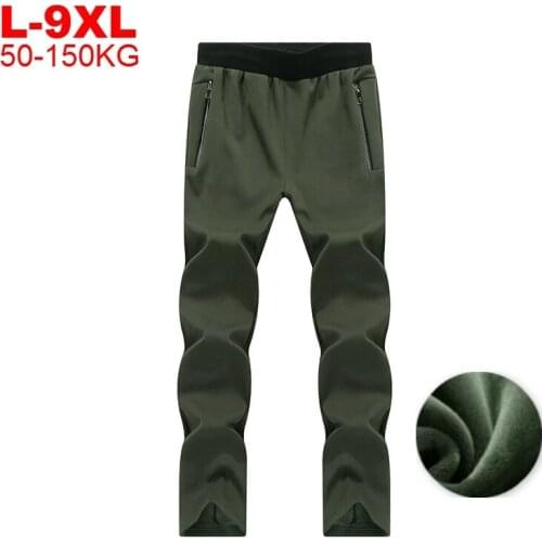 Pants Male Black Army Green Blue Warm Sports JoggersPlus Size 9xl 8xl 7xl 6xl Thick Sweatpants Men Fleece Lined Winter Track