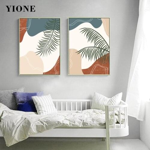 Nordic Abstract Plants Canvas Paintings Line Monstera Leaves Posters Wall Art Prints Pictures for Living Room Bedroom Decoration