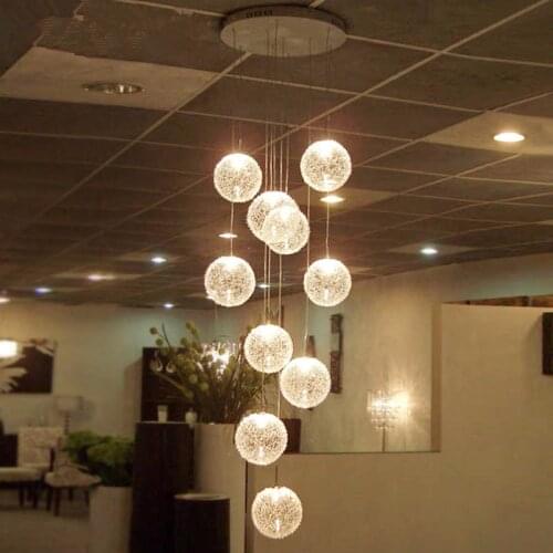 Modern Chandelier LED Round Glass Ball Ceiling Hanglamp long Stair pendant lamp Lighting E27 10 lights for living Room Fixtures