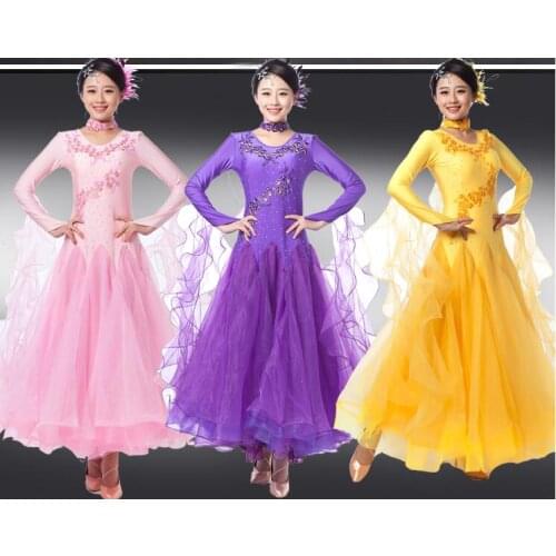 Rhinestone Ballroom Dress Viennese standard ballroom plus size ballroom dance dresses tango costumes