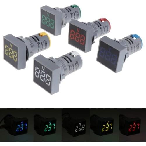 Input voltage 22MM AC 12-500V voltmeter square panel LED digital voltmeter indicator digital voltmeter