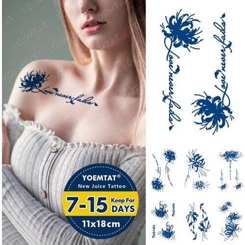 Juice Lasting Waterproof Temporary Tattoo Sticker Chrysanthemum Mandala Rose Flash Tattoos Women Natural Ink Body Art Fake Tatto