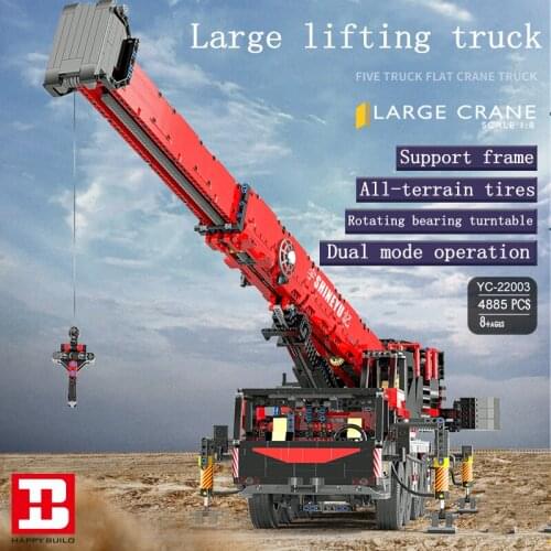 High-tech large pneumatic crane truck remote control crane assembly building block model toy gift