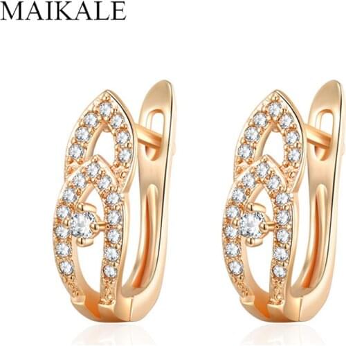 MAIKALE Trendy Geometric Zircon Earring Gold Silver Color Korean Earrings AAA Cubic Zirconia Stud Earrings for Women Lovely Gift