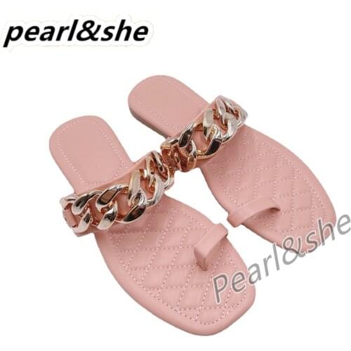 2021 Summer New Womens Sandals Fashion Flat Open Toe Chain Slippers Outdoor Womens Shoes Plus Size