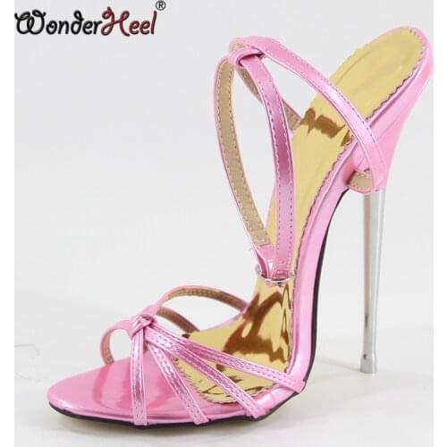 Wonderheel Extreme high heel 16cm Stiletto heel Sexy fetish High Heel Ankle Straps Metal Heel Women Sandals Dropshipping