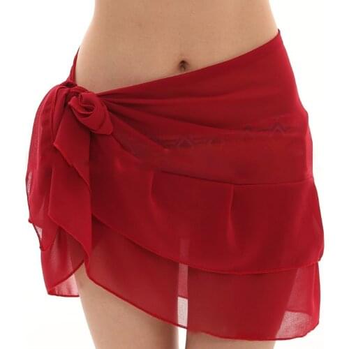 Women Layered Ruffles Beach Short Sarong Swimsuit Chiffon Cover Up Wrap Skirt