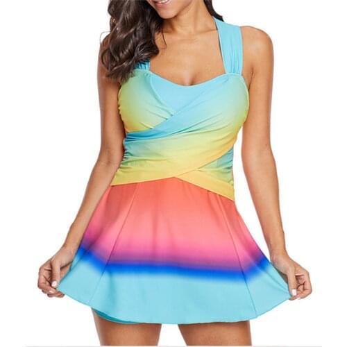 Plus Size Vintage Bathing Suit Two Piece Swimwear With Dress Tie Dye Tankini Swimsuits Women Push-up Beachwear Shorts Femme #G3
