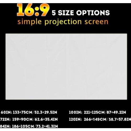 120inch-60inch Projection Screens 3D HD Wall Mounted Projection Screen Canvas LED Projector for Home Theater Projection Screen