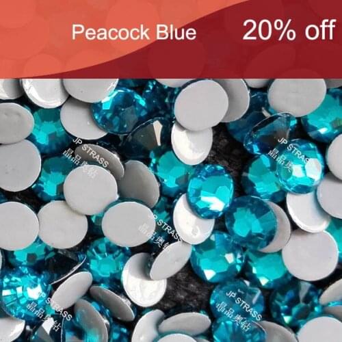14 cutting facets of hot fix rhinestones ss20 peacock blue 1440 pcs per lot ;sexy girl crystal free shipping service