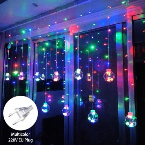 2.5m 12 Ball Wishing Ball Curtain Light String Christmas Decorations for New Year Decoration Xmas Tree Decorations