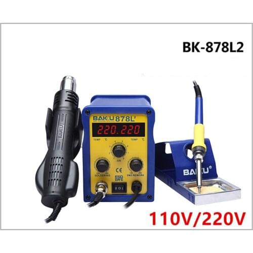 2 In 1 Desoldering Station Dual Digital Display Hot Air Gun Electric Soldering Iron Mobile Welding Station Repair Tool BK-878L2