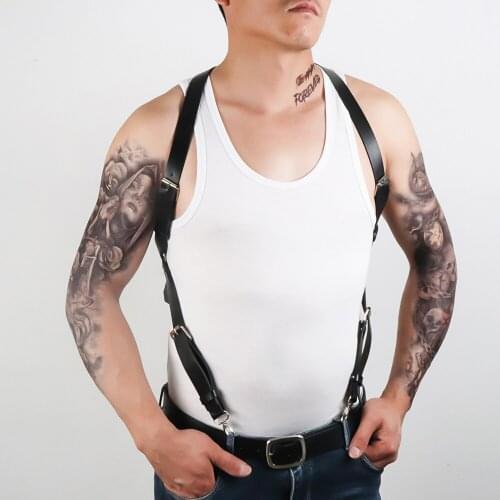 2021 PU Leather Gay Harness Bondage Men Chest Belt Sex Body Restraint Costume Slave Straps Adult Game Flirt Fetish Accessories