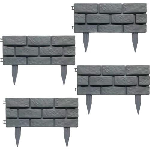 4 Pcs Garden Landscaping FenceFence Border Plastic Brick Effect Garden Fence Plant Border Decorative Flower Vallas Para Jardin