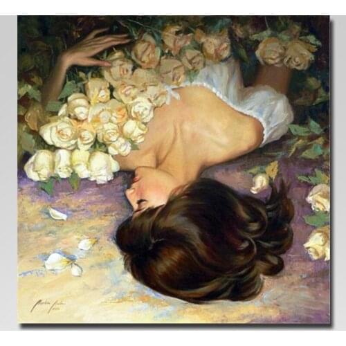 5D Diamond Painting Full Square girl Round Diamond Embroidery Diamond Mosaic Cross Stitch Rose and girl portrait oil painting