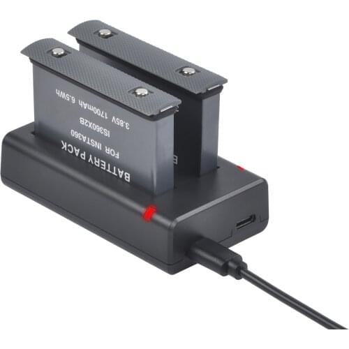 3.85V 1700mAh Rechargeable Battery for Insta360 ONE X2 Camera + USB Dual Charger