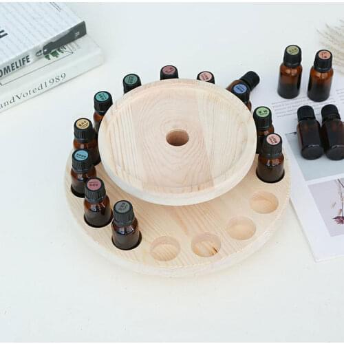 Aromatherapy Frame Rotating Essential Oil Display Stand Natural Bamboo Essential Oil Display Shelf Rotate Desktop Perfume Holder