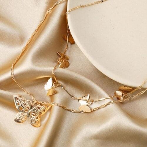 Butterfly Statement Necklaces Pendants Woman Multilayer Butterfly Clavicle Chain Choker Necklace Fashion Jewelry Gift For Women