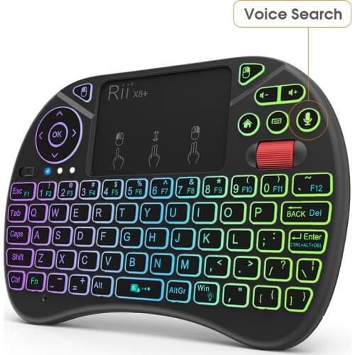 Rii X8+ Russian English 2.4GHz Wireless Mini Gaming Keyboard Voice Search With Touchpad Changeable Color Backlit Rechargable