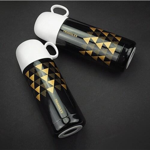 Black And White 304 Stainless Steel Vacuum Cup Originality Student Outdoor Sport Bring Cover Cup Vehicle Gift Belly Cup